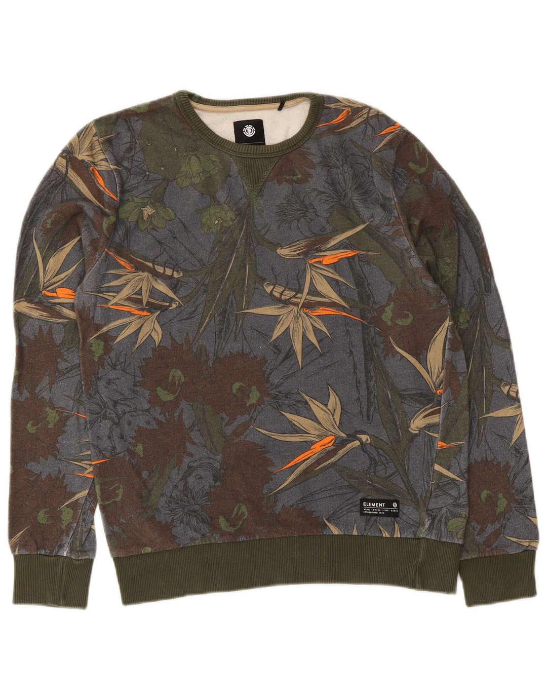 Element Womens Sweatshirt Jumper UK 10 Small Multicoloured Floral Cotton