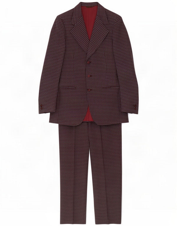 Vintage Mens 3 Button 2 Piece Suit IT 48 Medium W32 L29 Grey Houndstooth
