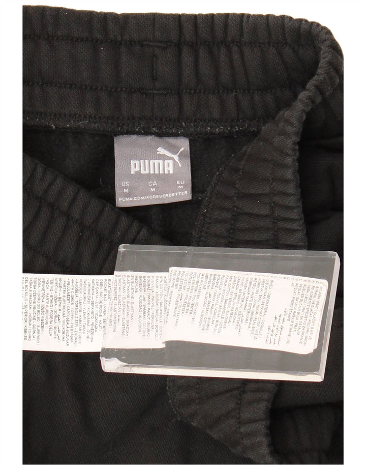 PUMA Mens Graphic Tracksuit Trousers Joggers Medium  Black Cotton