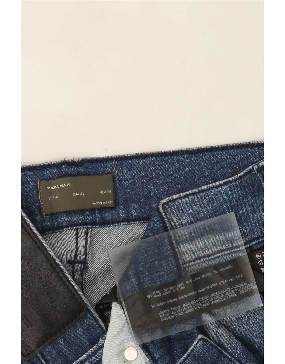 Zara Mens Distressed Slim Jeans EU 40 Medium W31 L28 Blue Colourblock