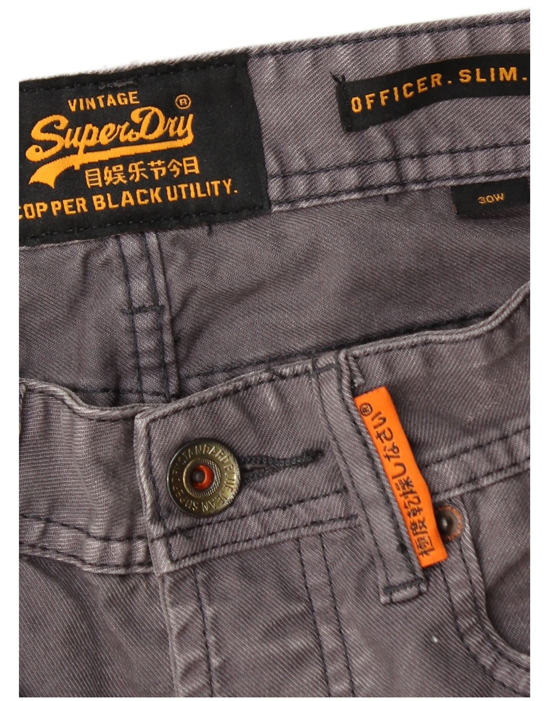 Superdry Mens Slim Denim Shorts W30 Medium Grey Cotton