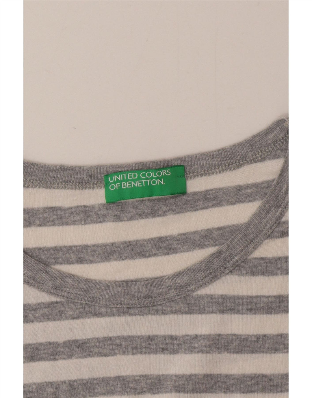 Benetton Mens T-Shirt Top Medium Grey Striped