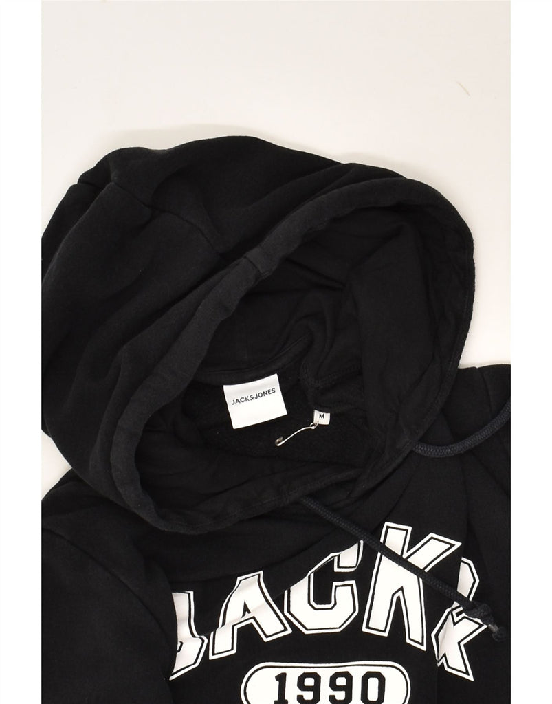 JACK & JONES Mens Graphic Hoodie Jumper Medium Black Cotton | Vintage Jack & Jones | Thrift | Second-Hand Jack & Jones | Used Clothing | Messina Hembry 