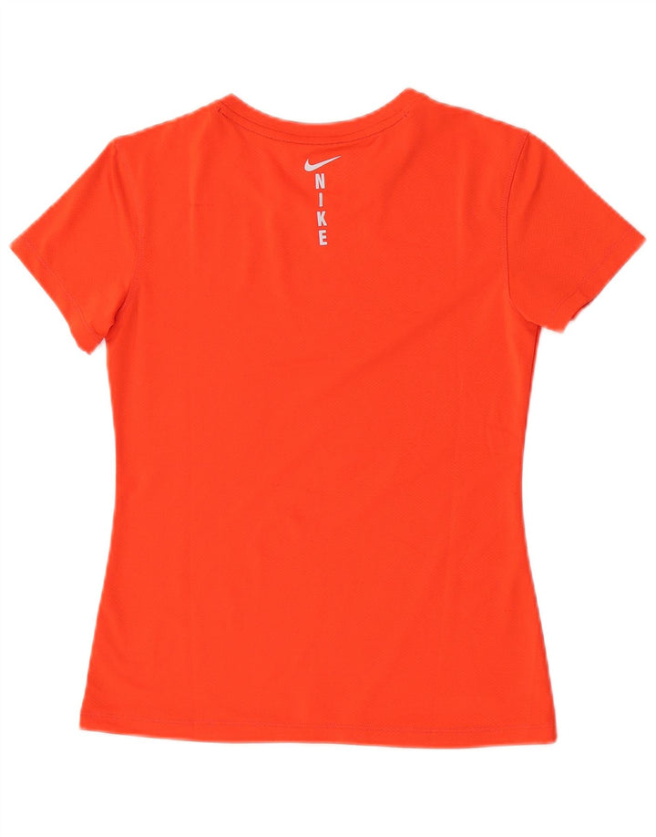 Nike Womens Dri Fit Graphic T-Shirt Top UK 14 Large Orange Polyester