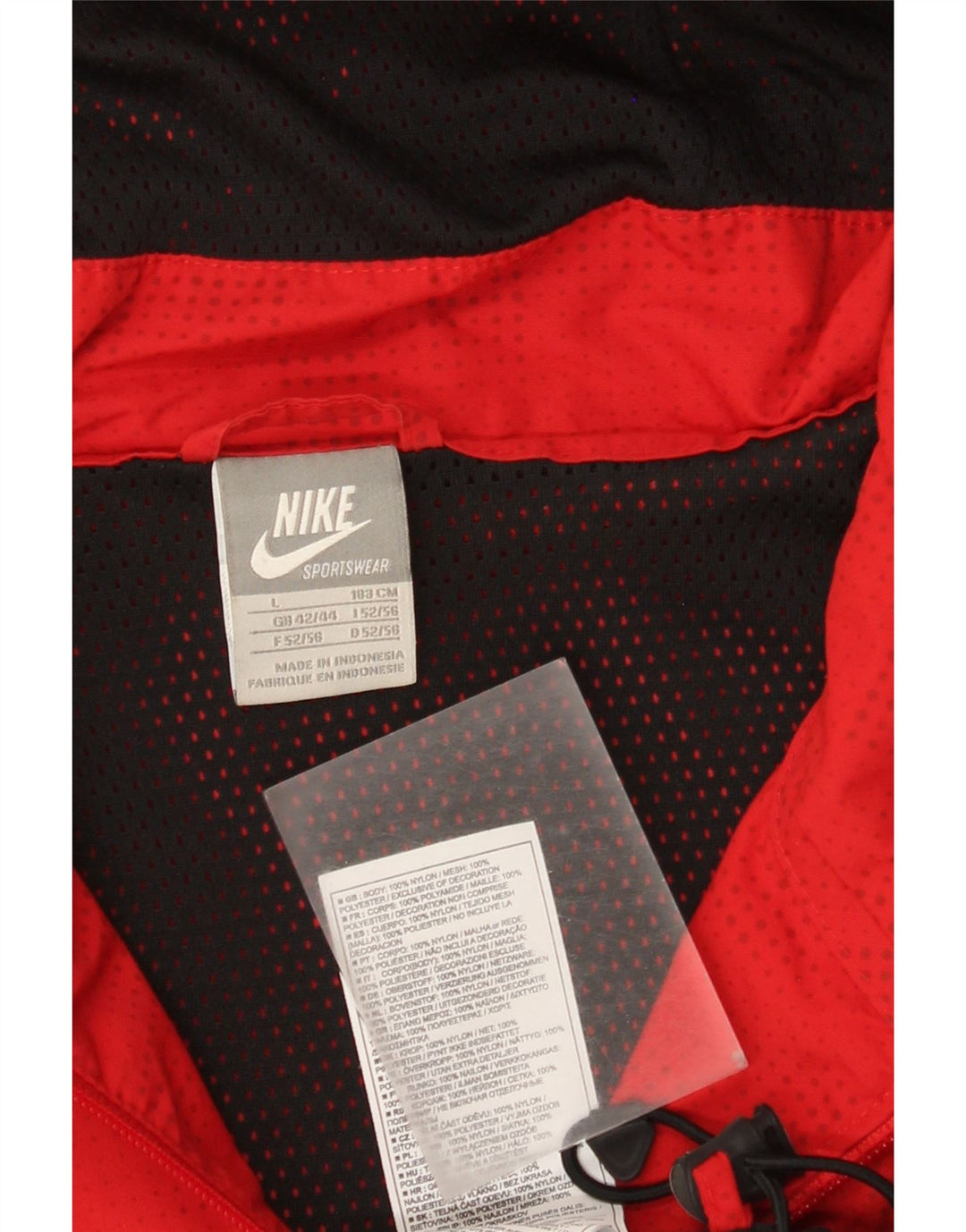 Nike Mens Hooded Rain Jacket UK 42/44 Large Red Geometric Nylon