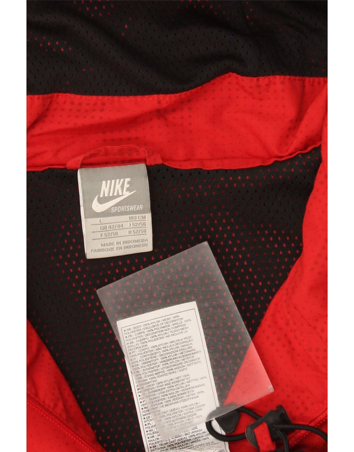 Nike Mens Hooded Rain Jacket UK 42/44 Large Red Geometric Nylon