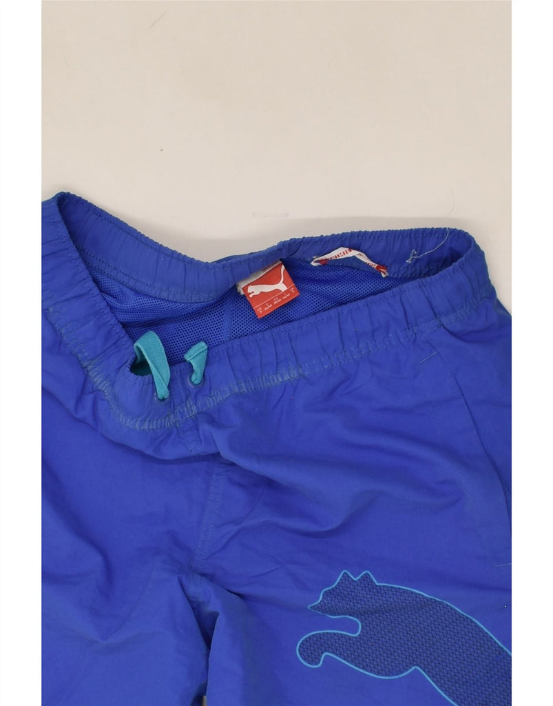 PUMA Mens Graphic Sport Shorts Small Blue Polyester | Vintage Puma | Thrift | Second-Hand Puma | Used Clothing | Messina Hembry 