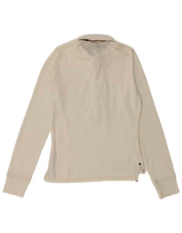 Ralph Lauren Womens Long Sleeve Rugby Polo Shirt UK 12 Medium Off White