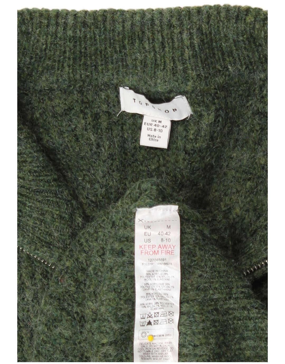 Topshop Womens Oversized Cardigan Sweater UK 14 Medium Green Acrylic