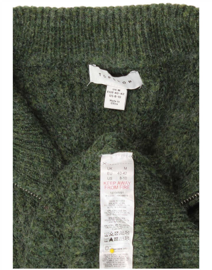 Topshop Womens Oversized Cardigan Sweater UK 14 Medium Green Acrylic