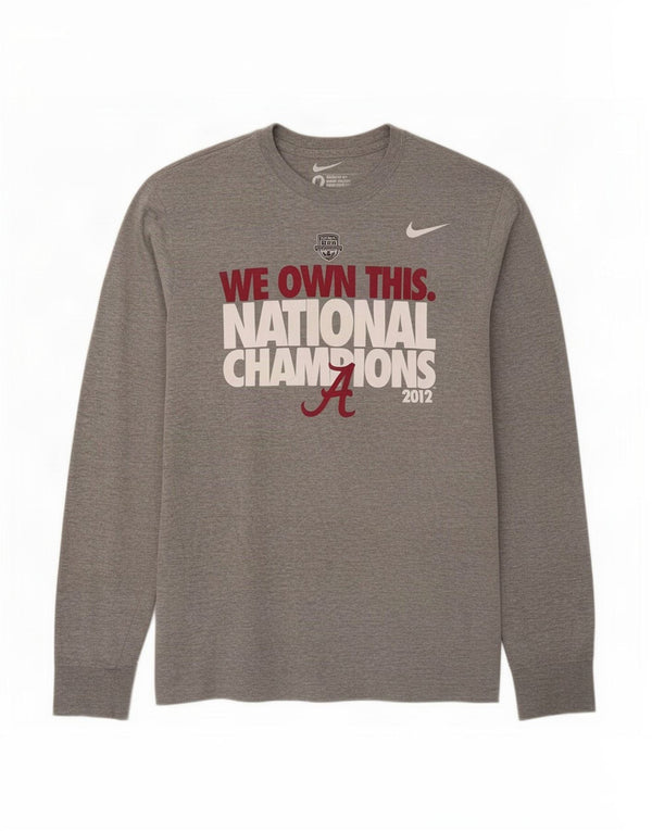 Nike Mens Regular Fit Graphic Top Long Sleeve Medium Grey Cotton