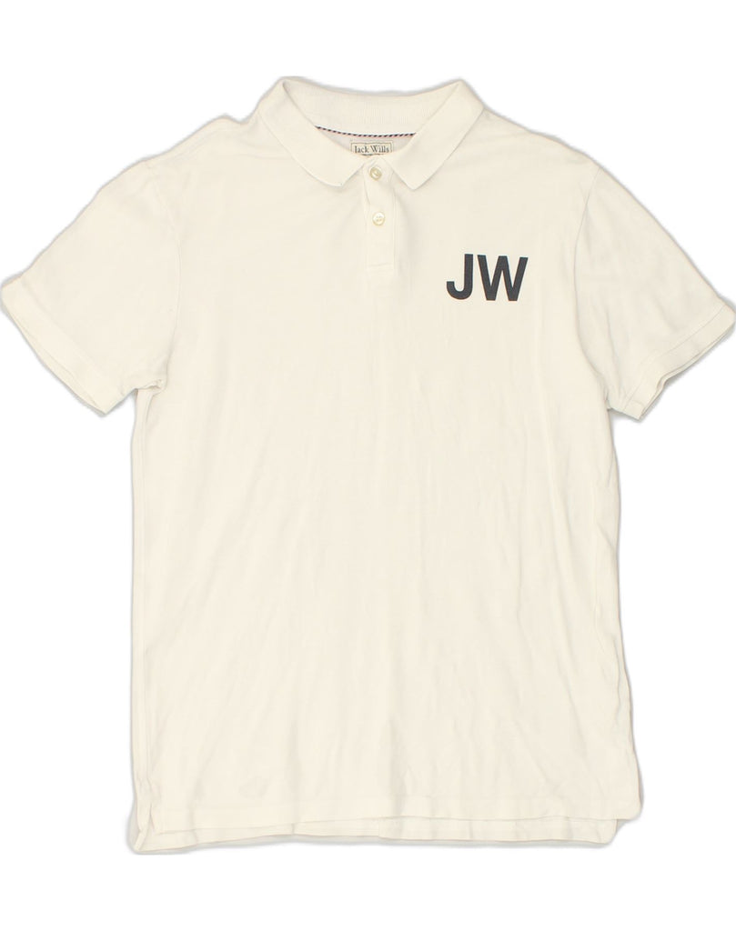 JACK WILLS Mens Polo Shirt Medium White Cotton | Vintage Jack Wills | Thrift | Second-Hand Jack Wills | Used Clothing | Messina Hembry 