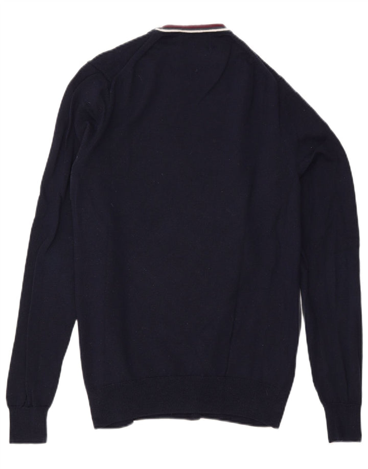 Fred Perry Mens Crew Neck Jumper Sweater Medium Navy Blue Wool