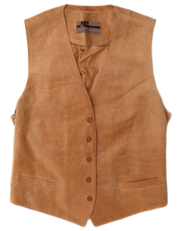 Vintage Womens Suede Waistcoat IT 42  Medium Brown Leather