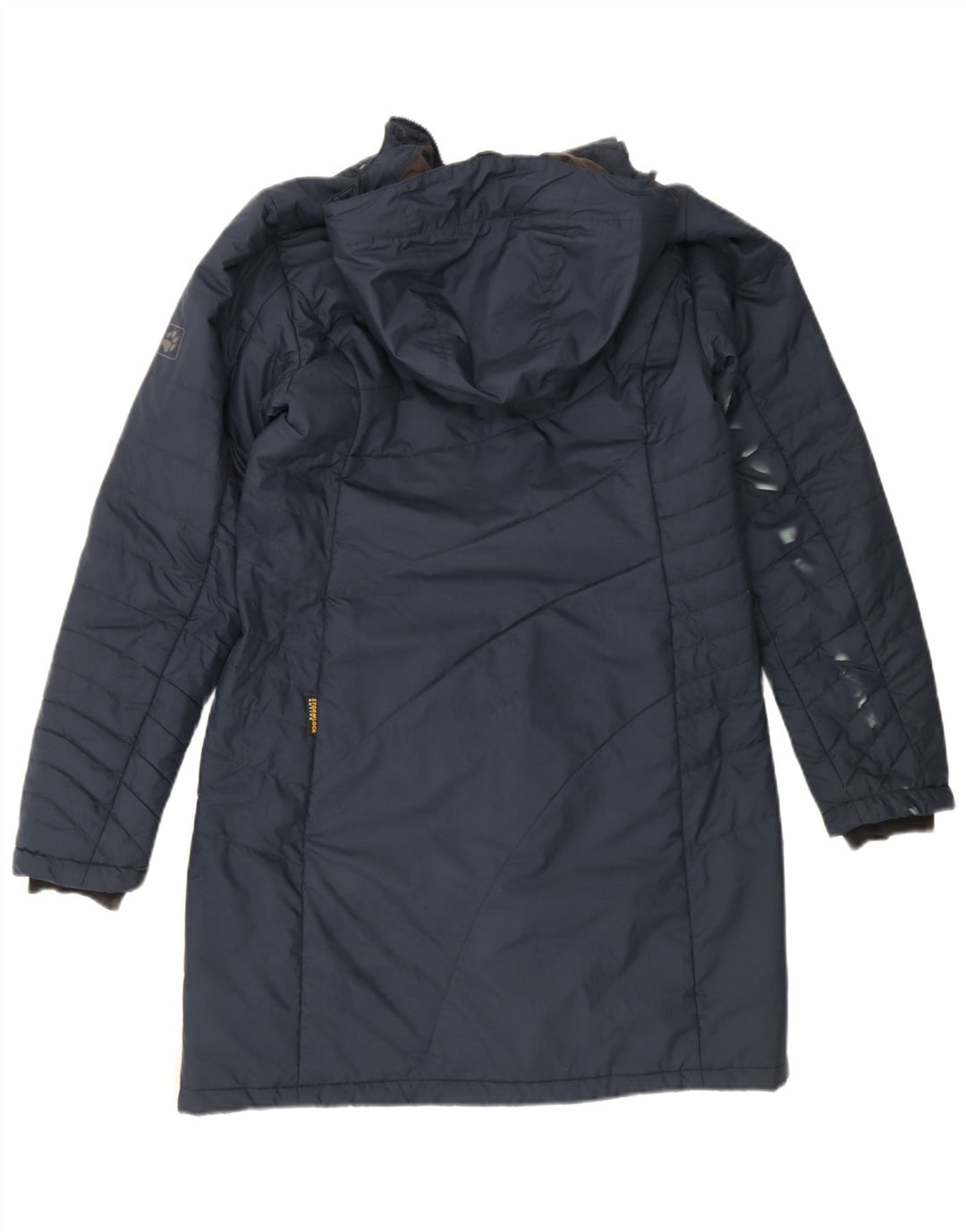 Jack Wolfskin Mens Hooded Padded Coat UK 12/14 Medium Navy Blue Polyester