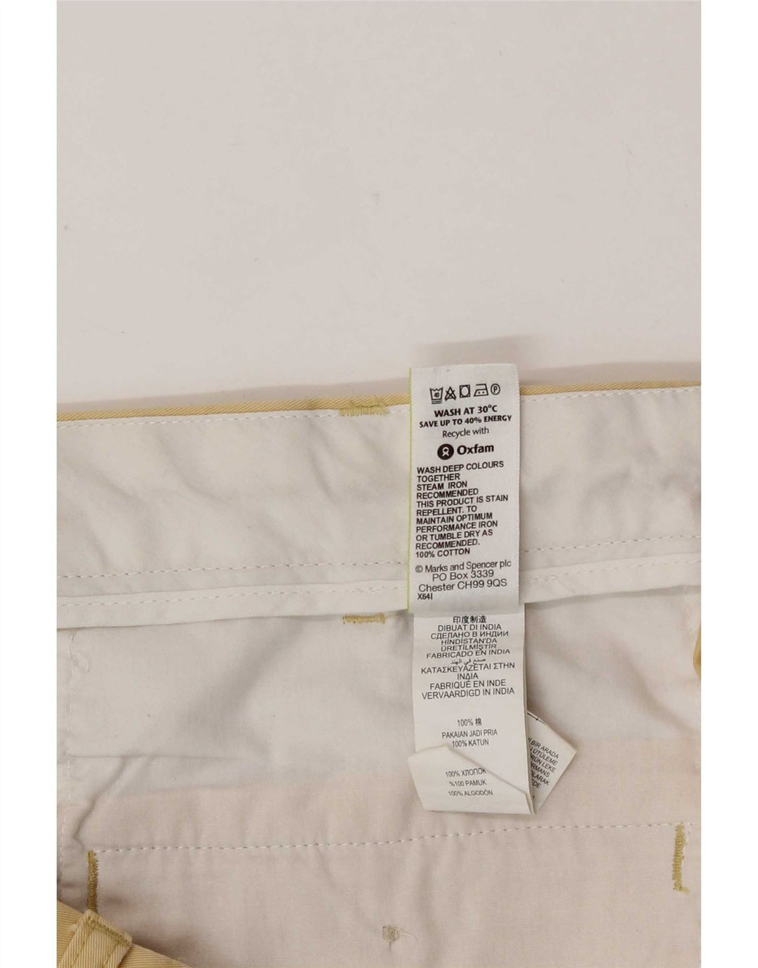 Marks & Spencer Mens Chino Shorts W36 Large Yellow Cotton