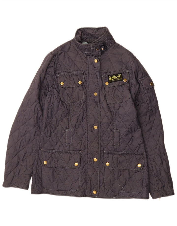 Barbour Womens Quilted Jacket UK 12 Medium Navy Blue Polyamide