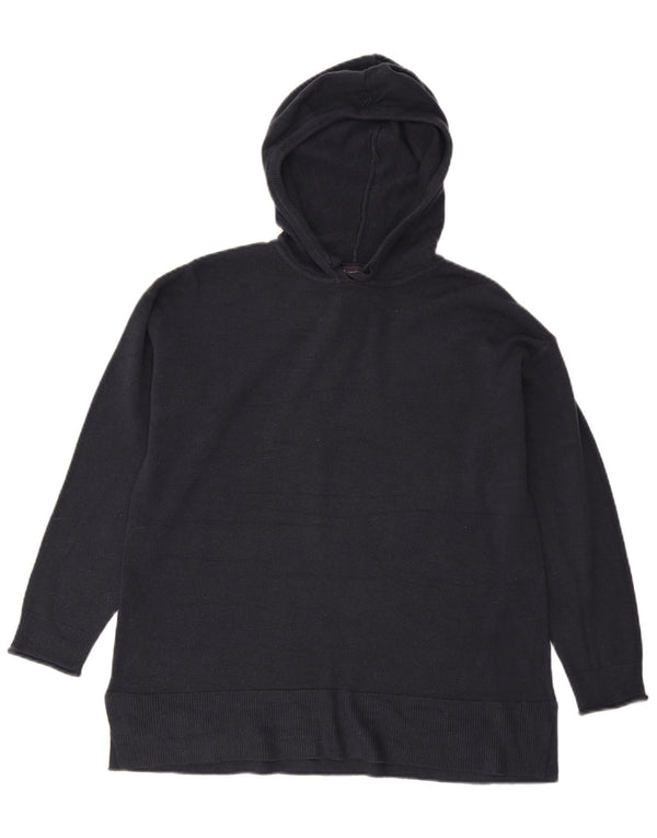 Marks & Spencer Womens Hooded Jumper Sweater UK 14 Medium Navy Blue Acrylic