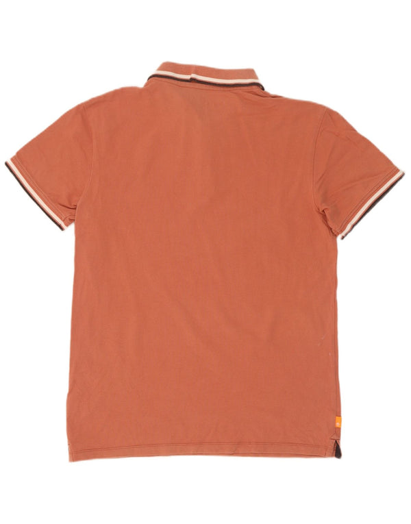Timberland Mens Slim Fit Polo Shirt Medium Brown Striped Cotton