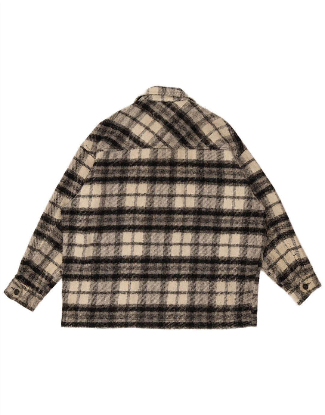 Zara Womens Oversized Overshirt Flannel Shirt UK 10 Small Black Check