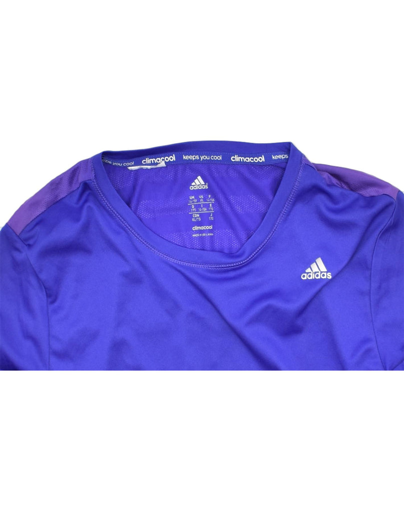 ADIDAS Girls T-Shirt Top 14-15 Years Blue Polyester | Vintage | Thrift | Second-Hand | Used Clothing | Messina Hembry 