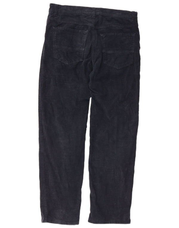 Trussardi Mens Straight Corduroy Trousers W34 L28 Navy Blue Cotton