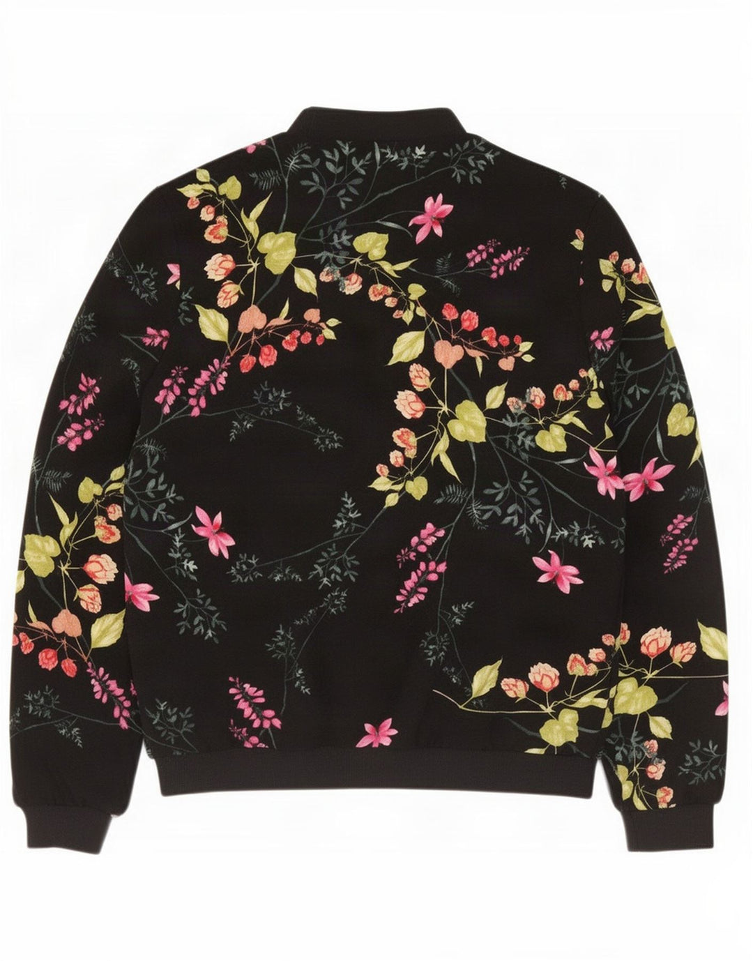Marks & Spencer Womens Oversized Bomber Jacket UK 10 Small Black Floral