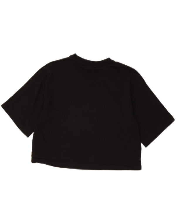 Fila Womens Crop Graphic T-Shirt Top UK 14 Medium Black Cotton