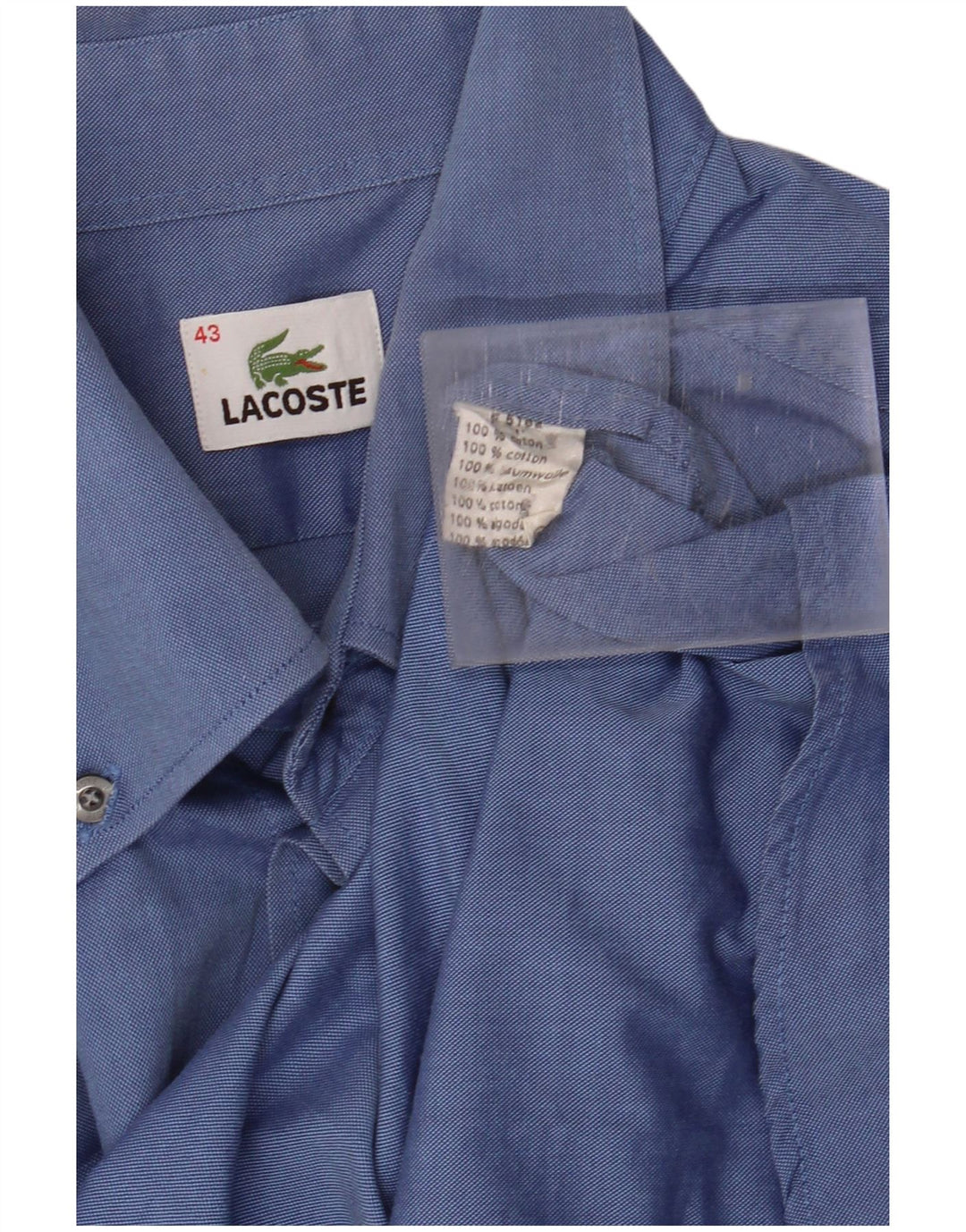 LACOSTE Mens Shirt Size 43 Large Blue Cotton