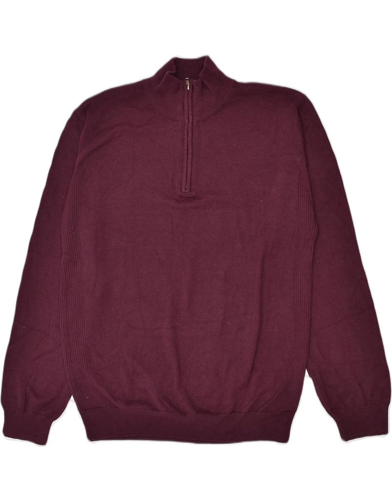 MOUNTAIN WAREHOUSE Mens Zip Neck Jumper Sweater Large Burgundy | Vintage | Thrift | Second-Hand | Used Clothing | Messina Hembry 