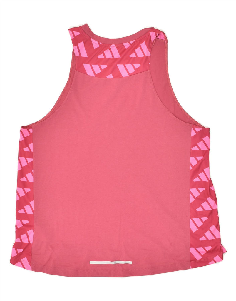 ADIDAS Womens Aeroready Graphic Vest Top UK 16/18 Large Pink Polyester | Vintage Adidas | Thrift | Second-Hand Adidas | Used Clothing | Messina Hembry 