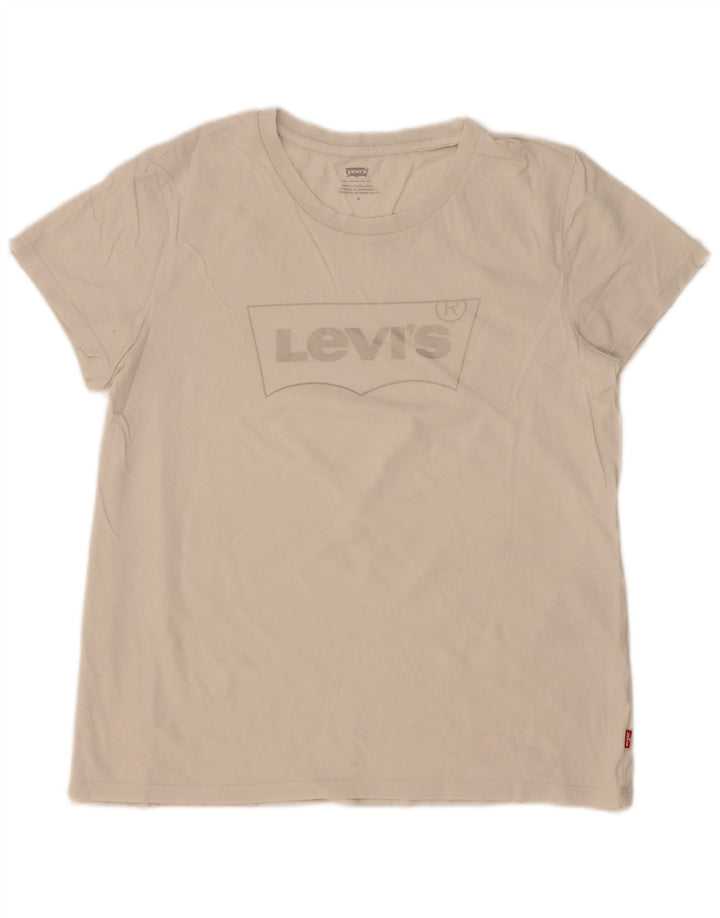Levi's Womens Graphic T-Shirt Top UK 14 Medium White Cotton