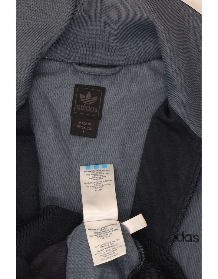 Adidas Mens Tracksuit Top Jacket Small Navy Blue Colourblock Cotton
