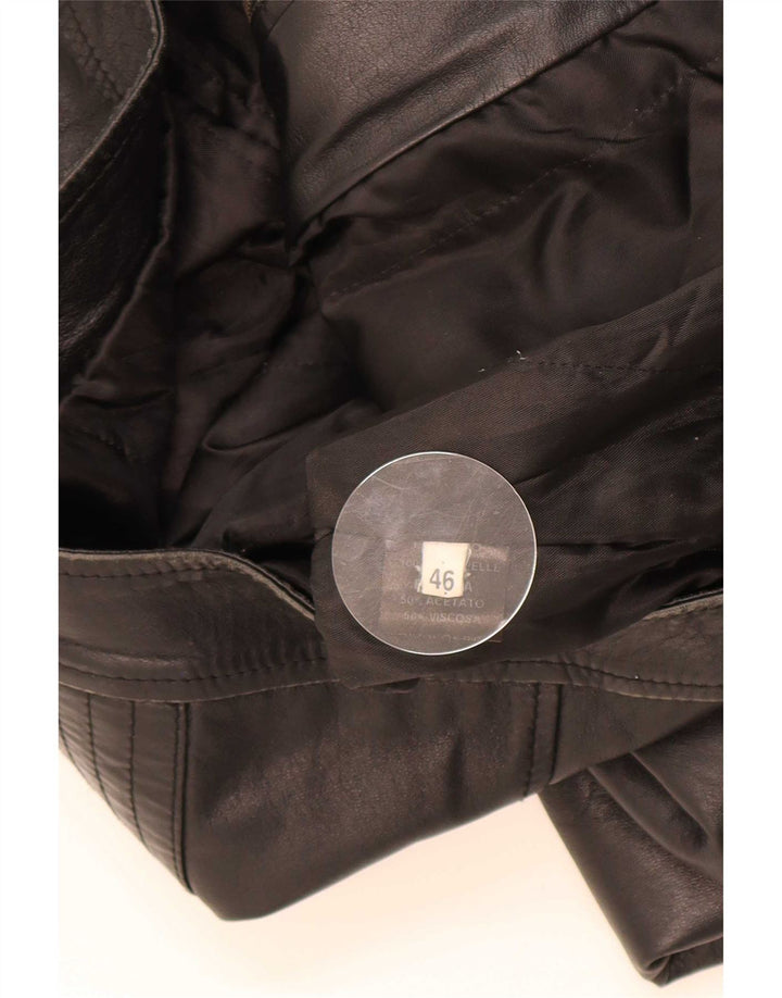 Vintage Mens Leather Biker Jacket IT 46 Small Black
