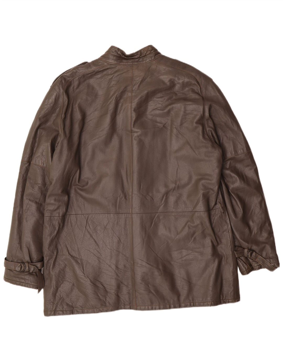 Vintage Mens Military Leather Jacket IT 56 3XL Grey Leather