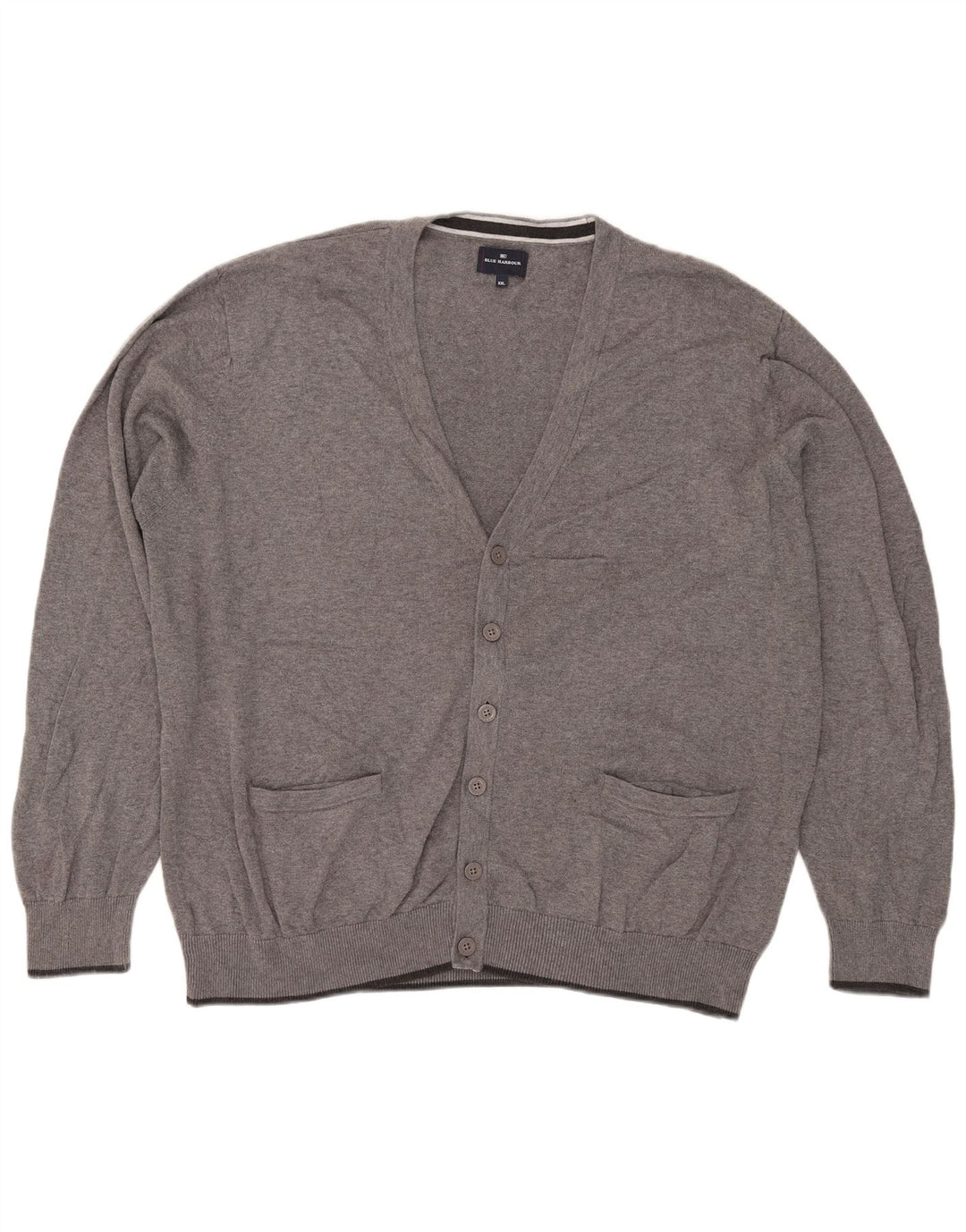 Marks & Spencer Mens Blue Harbour Cardigan Sweater 2XL Grey Flecked Cotton