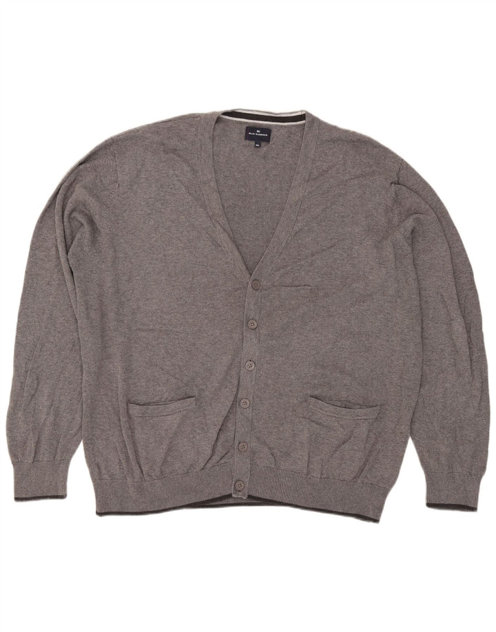Marks & Spencer Mens Blue Harbour Cardigan Sweater 2XL Grey Flecked Cotton