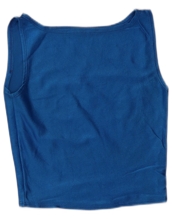 Vintage Womens Crop Vest Top UK 4 XS Blue