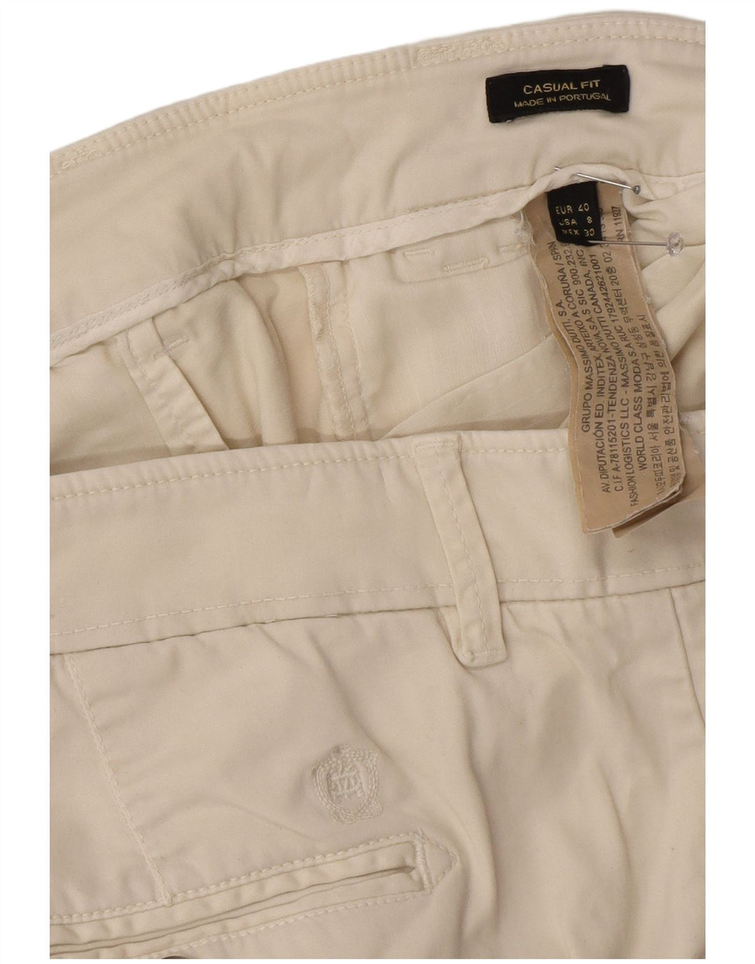 Massimo Dutti Womens Chino Trousers EU 40 Medium W30 L29 Off White