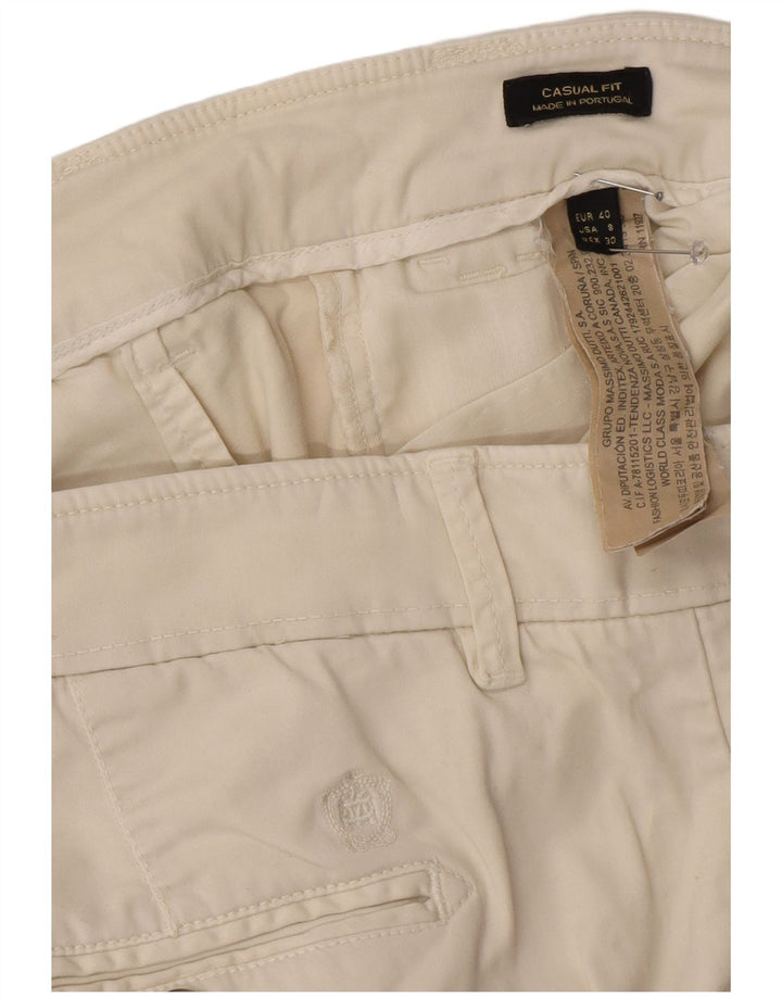 Massimo Dutti Womens Chino Trousers EU 40 Medium W30 L29 Off White