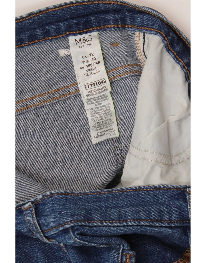 Marks & Spencer Womens Straight Jeans UK 12 Medium W30 L30 Blue Cotton