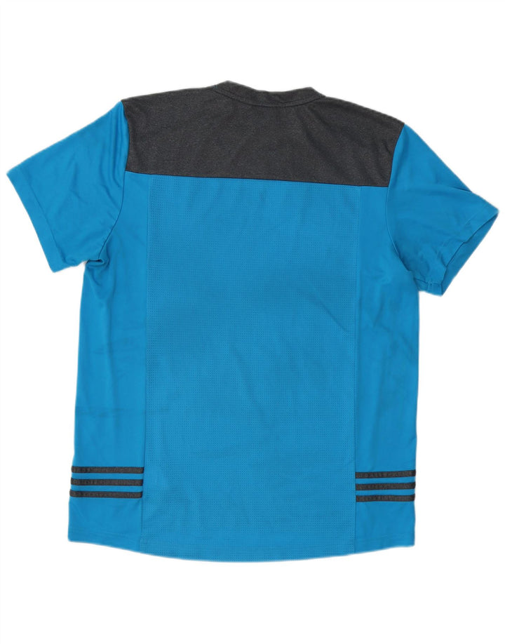 Adidas Mens T-Shirt Top Large Blue Colourblock Polyester