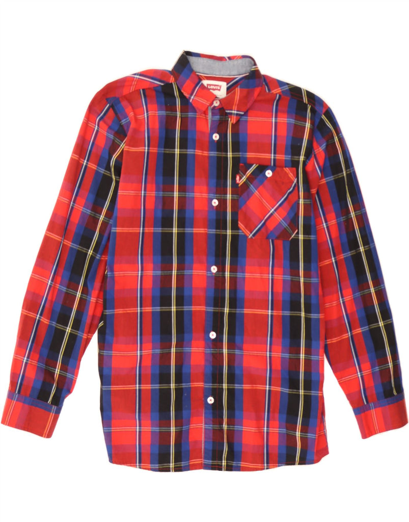 LEVI'S Boys Flannel Shirt 13-14 Years XL Red Check Cotton Vintage Levi's and Second-Hand Levi's from Messina Hembry 