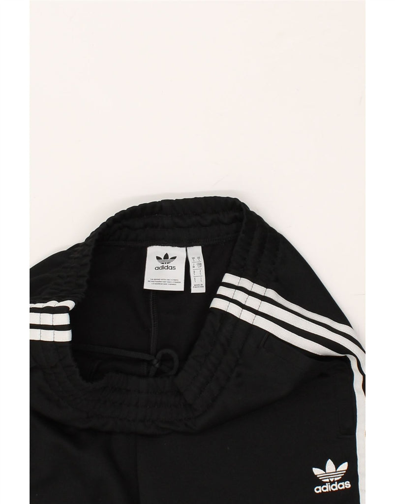 ADIDAS Womens Crop Tracksuit Trousers UK 10 Small Black Polyester | Vintage Adidas | Thrift | Second-Hand Adidas | Used Clothing | Messina Hembry 