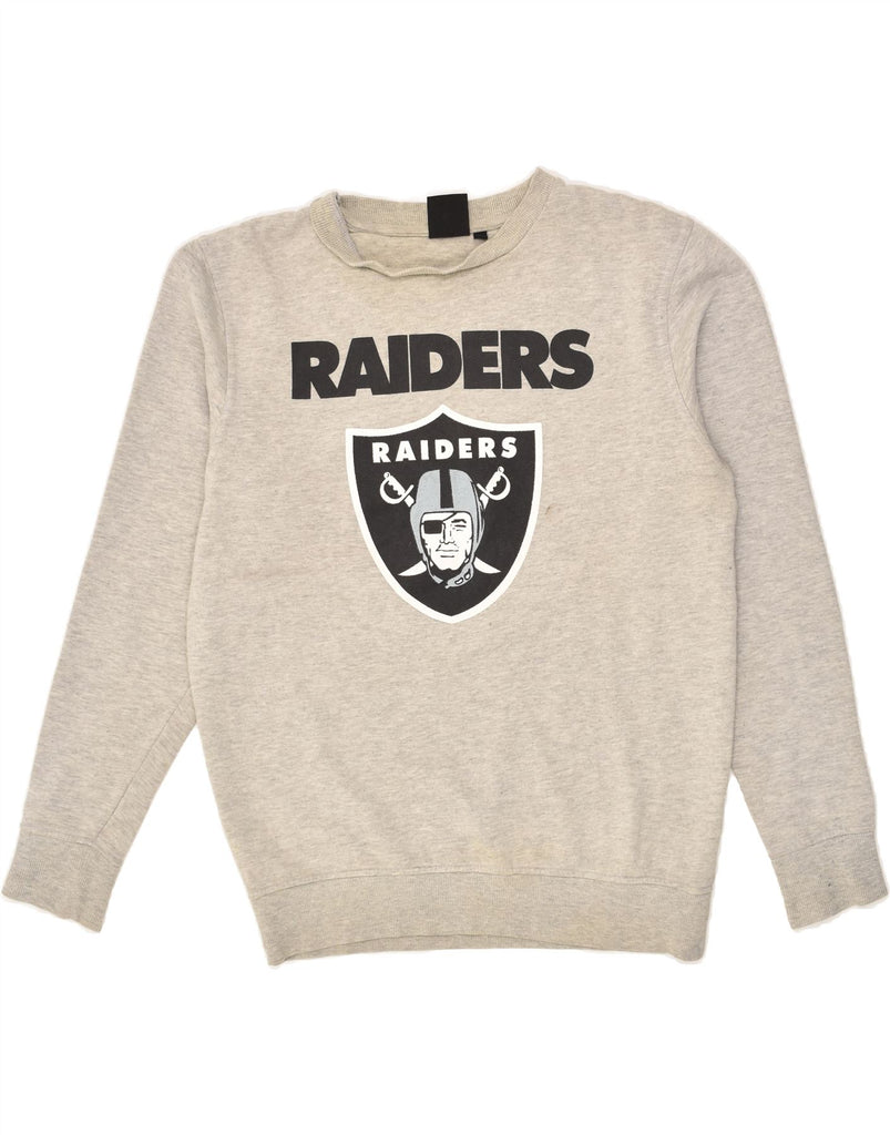 NFL Mens Raiders Graphic Sweatshirt Jumper Medium Grey Cotton | Vintage NFL | Thrift | Second-Hand NFL | Used Clothing | Messina Hembry 