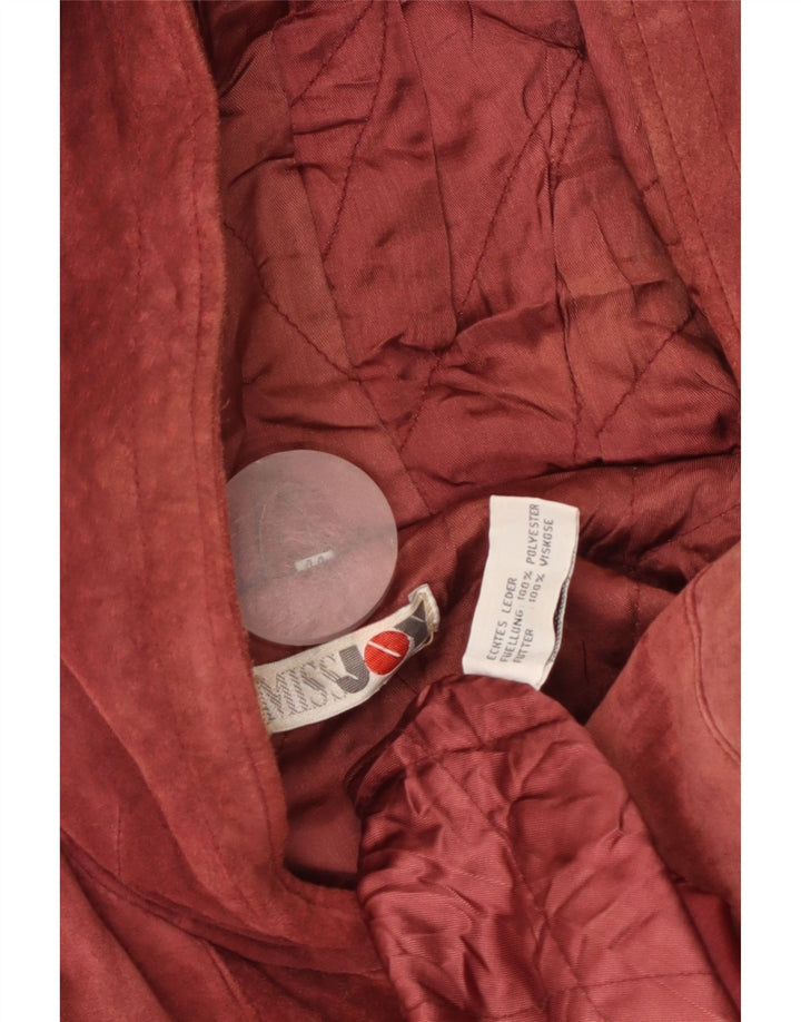 Miss Joy Womens Suede Overcoat EU 44 XL Burgundy Leather