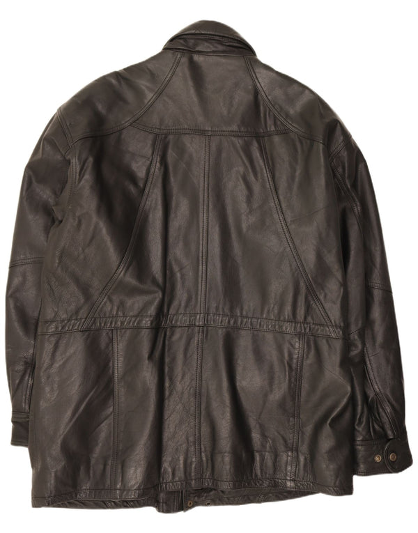 Shelter Bay Mens Leather Coat UK 40 Large Black