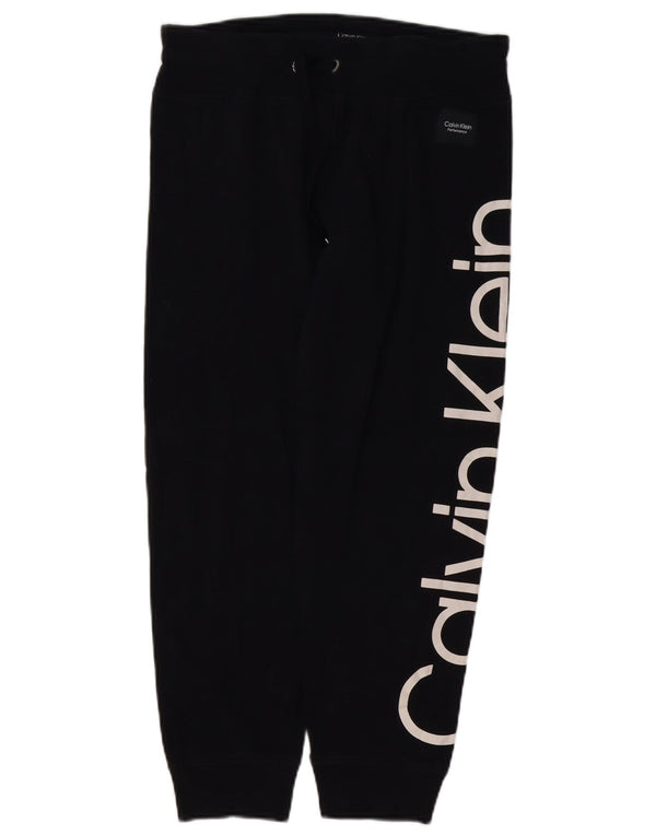 CALVIN KLEIN Womens Graphic Tracksuit Trousers Joggers UK 14 Medium Black
