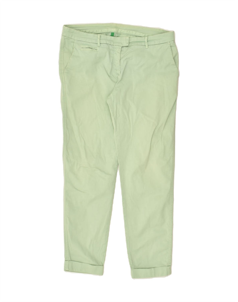 BENETTON Womens Slim Chino Trousers UK 12 Medium W30 L28 Green Cotton | Vintage Benetton | Thrift | Second-Hand Benetton | Used Clothing | Messina Hembry 