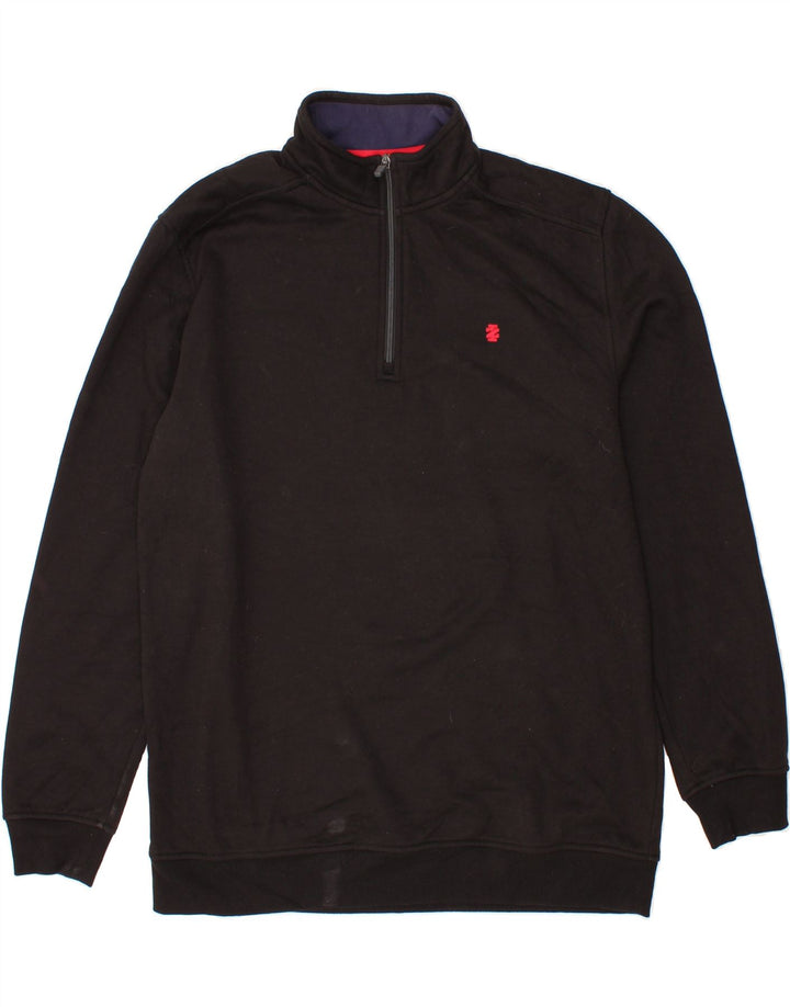 IZOD Mens Tall Zip Neck Sweatshirt Jumper XL Black Polyester Vintage Izod and Second-Hand Izod from Messina Hembry 